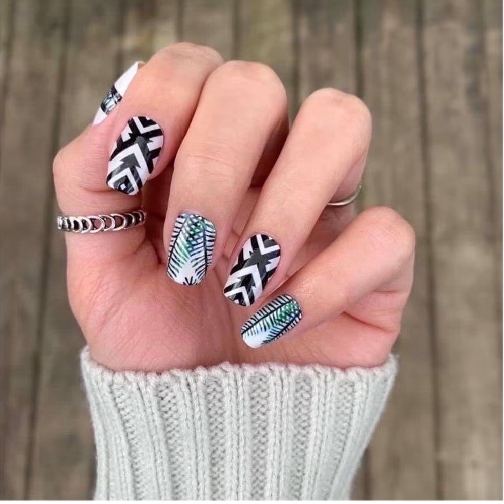 Color Street Costa Rica Escape Retired Nail Polish Strips Tropical Geometric NEW